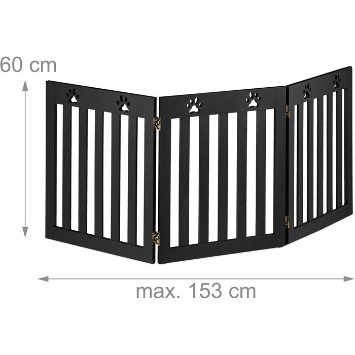 Захисне ворота для собак Relaxdays, розкладне, 60 x 153 см, чорний, MDF