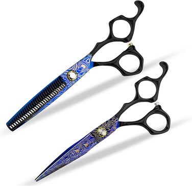 Набір ножиць для грумінгу собак 6 дюймів: прямі та розріджуючі ножиці для професійного догляду за шерстю. Ножиці для грумінгу домашніх тварин з регульованим гвинтом