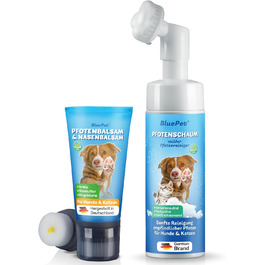 Балсам для лап собак та котів BluePet Schnelleinziehender + Засіб для очищення лап, 50 мл. Знімає сухість та тріщини, лікує та регенерує з арнікою, календулою та шиєю. Догляд за лапами (бальзам + очищувач)