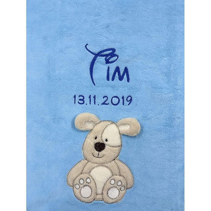 Дитяча лежанка для собак з іменем, вишивка, аплікації, блакитний колір