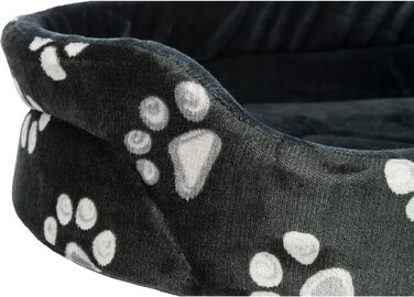 Ліжко для собак TRIXIE Jimmy, 75x65 см, чорне - зручне місце для сну з милим мотивом лапок, кошик для собак середніх порід, неслизьке, 36634