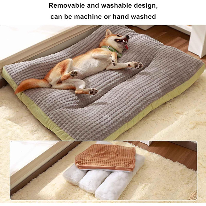 Ліжко для собак, подушка для собак, матрац у коробку для собак з антиковзким дном, собаче ліжко для маленьких, середніх та великих собак, знімний та пральний чохол, зелений, XXL, Green