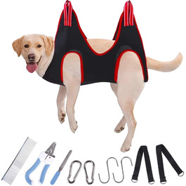 Набір для догляду за собаками 10-в-1: гамак, гребінець, триммер для нігтів, кріплення для машинки для стрижки, міцний, для грумінгу та купання собак (L/M/S) (L)