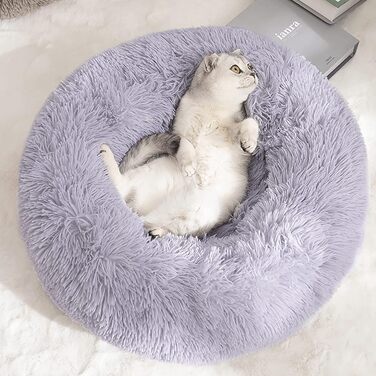 М'яке ліжко для собак та котів Doughnut, зручне гніздо, Ø50см, сірий колір, для тварин до 5кг