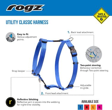 Шлея для собак ROGZ Utility Lumberjack, XL, світло-блакитна