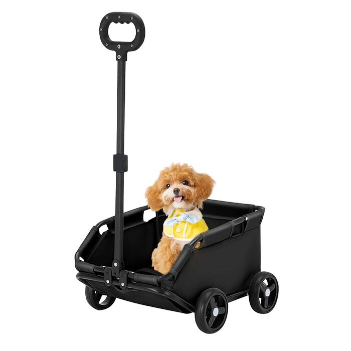 Візок для собак Homewell: складаний, багатофункціональний, з висувним ручками (чорний)