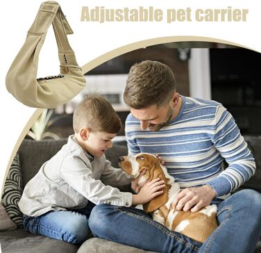 Сумка-переноска для собак та інших тварин, дихаюча | Регульовані ремені, легкий аксесуар для подорожей, прогулянок та до ветеринара (Хакі)