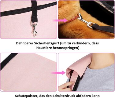 Сумка-переноска для собак Ownpets до 11 кг з підкладкою на плече та передньою кишенею, рожева