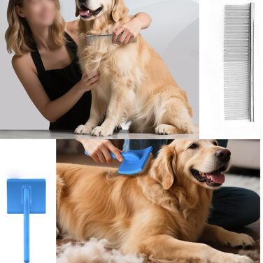 Професійна щітка для грумінгу собак та домашніх тварин (2 шт.), для довгого та кучерявого хутра, видаляє підшерсток, Goldendoodle