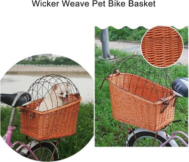 Фарбований корзинка для домашніх тварин з прутів для котів та собак - велосипедна переноска, колір: натуральний