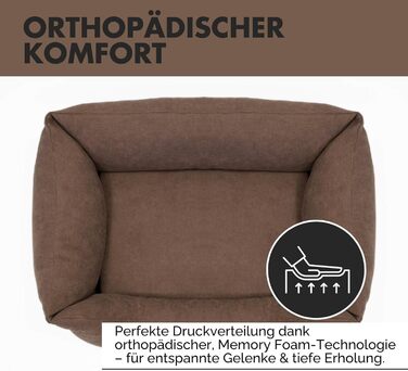 Ортопедичне ліжко для собак Emma | Ліжко-кошик для маленьких та середніх собак (Колір: коричневий, 105x75 см)