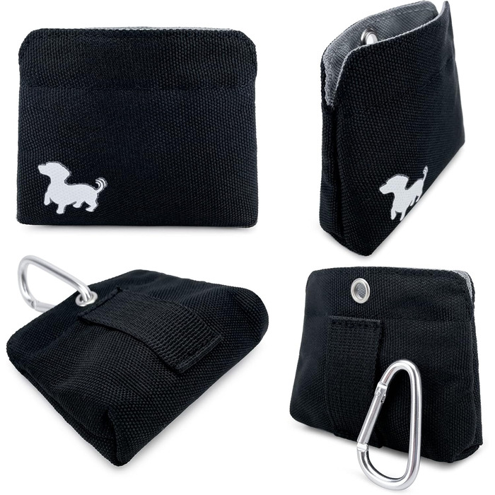 Сумка для ласощів Swaggly Leckerlibeutel – для дресирування собак, маленьких собак, з магнітною застібкою, чорна з червоною (сірою) внутрішньою стороною