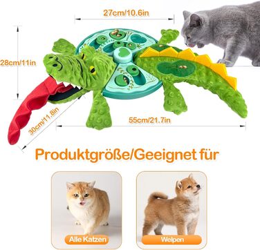 Інтерактивна іграшка для котів Migipaws: килимок-нюхалка, іграшка-крокодил з функцією запису та відтворення, розвиваюча іграшка для кошенят та цуценят