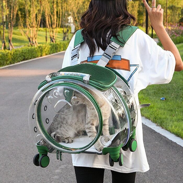 Транспортувальний рюкзак-переноска для тварин, ролл-переноска для котів та собак, з вентиляцією та тихими колесами