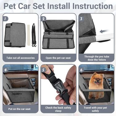 Автомобільний лежак для собак - стійкий, дихаючий, знімний, для маленьких та середніх собак, темно-сірий