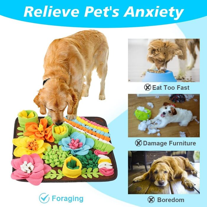 Килимок для собак з пошуком корму, інтерактивна іграшка-килимок для собак, килимок для дресирування цуценят, іграшка-шукач корму, 50x50 см (39x39 см, коричневий)