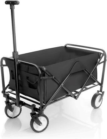 Компактний візок BigDean, чорний, до 80 кг, складавний – для поїздок, кемпінгу та покупок