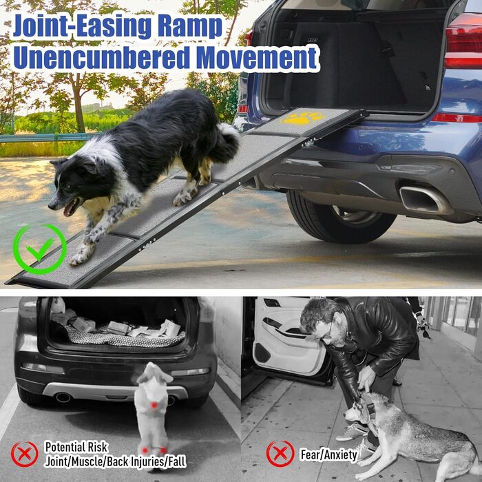 Рампа для собак BACOENG 180 см, автоматичне складання, з антиковзким килимком, для автомобілів, вантажівок та SUV