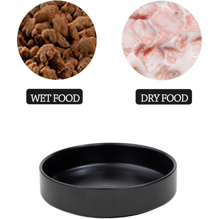 Набір мисок для котів з кераміки, 3 шт. - миски для котів та кошенят, 15*4 см (чорний)
