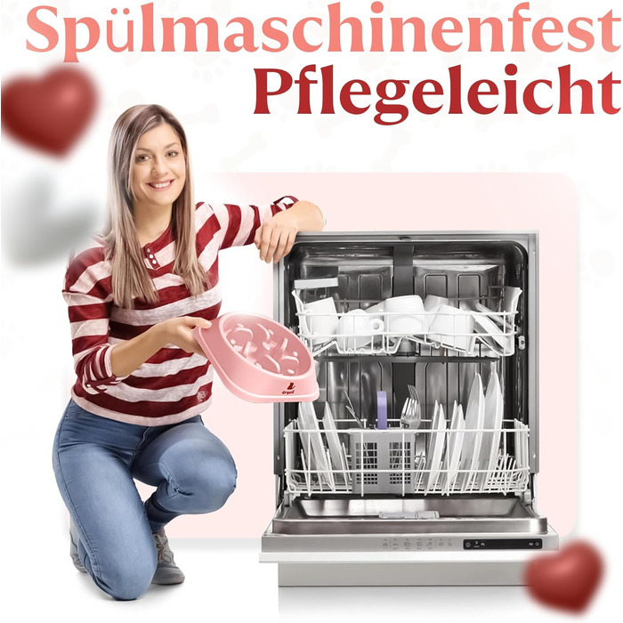 Миска для собак великих порід, повільне годування, антигликальна миска, для здоров'я травлення, проти блювоти, нековзна підставка, рожева, для великих та XXL собак