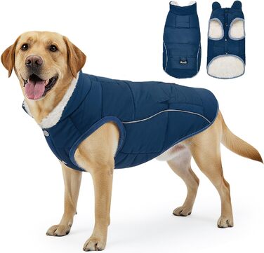 Зимовий теплий жилет для собак, водонепроникний, з флісовою підкладкою, світловідбиваючий, з кишенями, для домашніх тварин, розмір L, блакитний