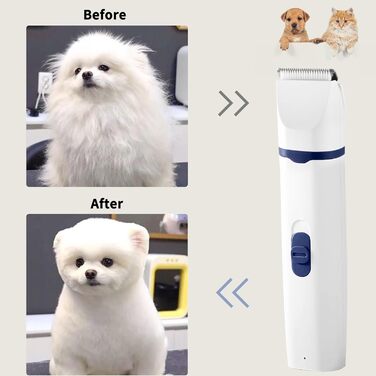 Airminti 4-в-1 Безшумна машинка для стрижки шерсті котів, USB-зарядка, 4 змінні насадки, машинка для собак, для догляду за очима/вухами/лапами/нігтями (Блакитна)