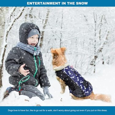 PETCUTE Водонепроникний зимовий теплий одяг для собак з відбиваючими елементами та отвором для страхувального ременя (XS, Синій)