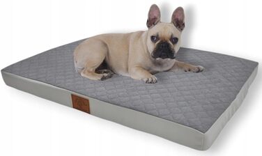 Ортопедичне собаче ліжко Odolplusz для великих собак | М'яке ліжко-кімната для середніх та великих собак | Собача матрацна подушка знімний, пральний чохол | (80x60x7 см, Сірий)