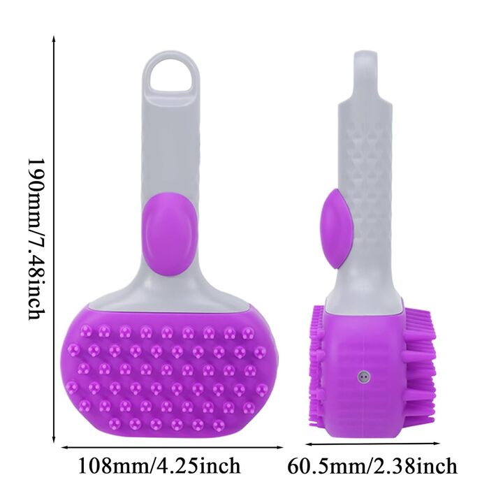 Парова щітка для котів - парова щітка для домашніх тварин. Двостороння захист від ковтунів, гребінець для масажу, м'яке очищення для коротко- та довгошерстих тварин. Колір: фіолетовий
