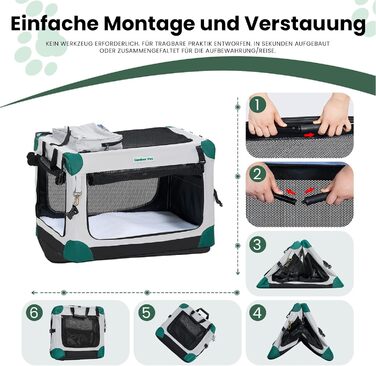 Складана переноска для собак та котів Gardner Pet Hundebox, 66x48x48 см, сіра. Підходить для тварин до 15 кг. З ручками та ковдрою.