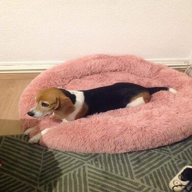 М'яке ліжко для собак та котів Loir: рожеве, 100 см, з антиковзким покриттям, миється, для великих порід