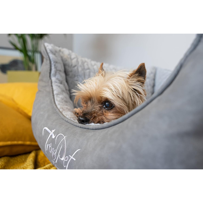 TrendPet VitaBed Style - ортопедичне ліжко для собак, штучна шкіра, плюшеве всередині (80x70 см, сірий)