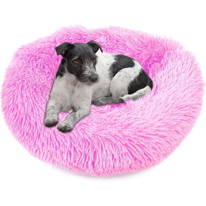 М'яке ліжко для собак Donut 50 см - рожева, для маленьких та середніх собак, кошик для тварин, миється