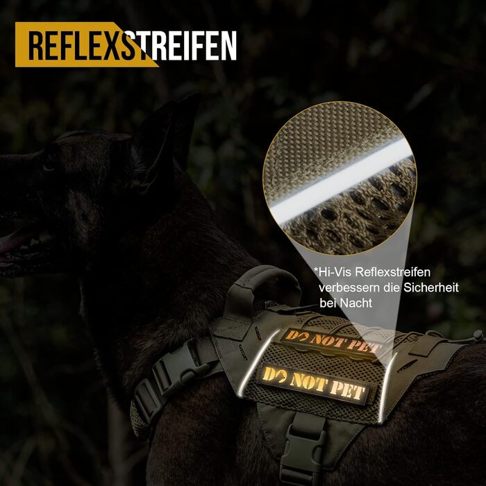 Тактична шлейка для собак OneTigris X Commander, нейлонова, дихаюча Air Mesh, зручна ручка, 2 металевих D-кільця, відбивні елементи, лазерне різання, для прогулянок і тренувань