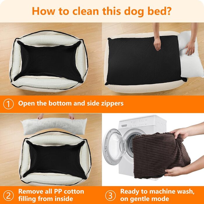 Ліжко для собак з тканини Cord, S/M/L, антиковзаюче, знімний та пральний чохол, м'яке та дихаюче, коричневе, 110 x 85 x 27 см