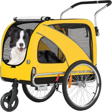 Трансформер для собак XL: велосипедний/біговий, 600D Oxford, до 40 кг, жовтий
