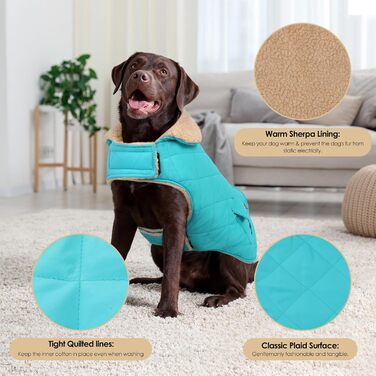 Зимова куртка для великих собак, вітронепроникна, для холодної погоди, одяг для домашніх тварин, снігозахисна куртка, для Golden Retriever, Labrador Retriever, Husky, розмір XL (Large, блакитна)