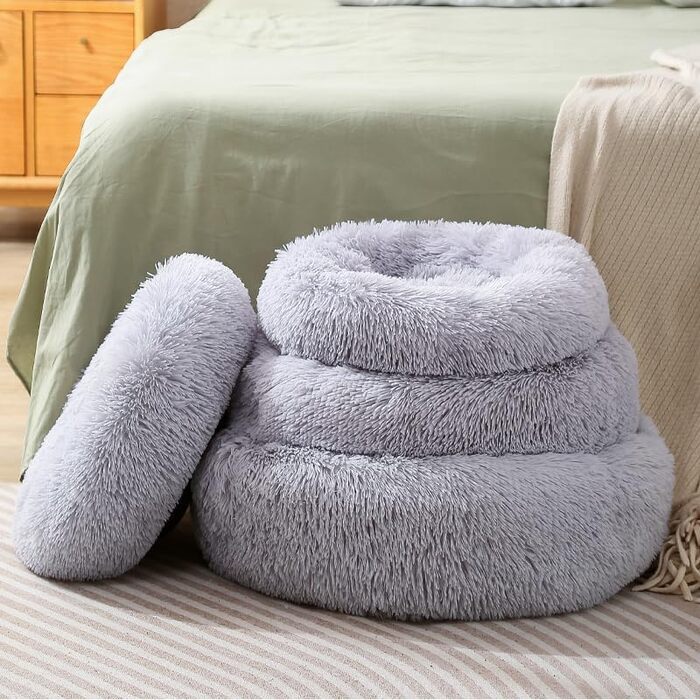 Кругле м'яке ліжко-подушка для собак та котів середнього розміру, 55x55x15 см