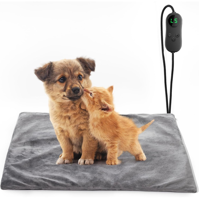 Кішечковий та собачий нагрівальний килимок, 45 x 45 см, 5 таймерів та 6 температурних режимів, вологостійкий, для цуценят, собак, котів та кроликів