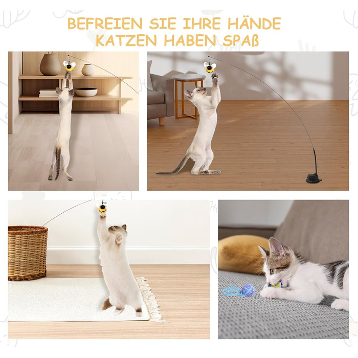 Інтерактивна іграшка для котів Hengsong: 2 шт. з дзвоном, пір'ям, м'ячиком. Розвиваюча іграшка для котів, кольорова, сучасна