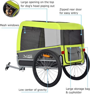 Тігго VS Pets L: велосипедний причіп для собак великого розміру, 270 л, до 35 кг, зелений