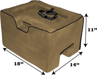 Автокрісло для собак Pet Gear Lookout Booster, знімний килимок, страхувальний трос, швидка установка, без інструментів (бежевий, середній)