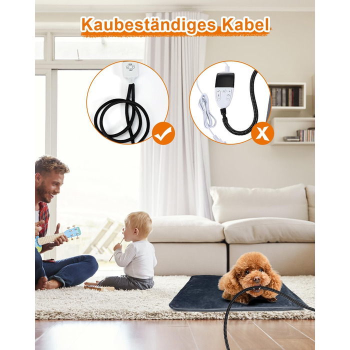 Килимок грілка для котів та собак, 30-60°C, 4 таймери, безпечний, вологостійкий, 45x45 см, сірий