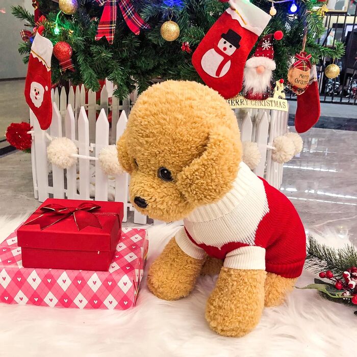 Пуловер для собак, рогатий, теплий, зимовий, для цуценят, на День святого Валентина, на Різдво, для котів та собак, розмір S (Small)