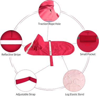 Дощовик для великих собак NACOCO, регульований, динозавр, водонепроникний, одяг, легка дощова куртка, пончо з капюшоном, смугастий, світловідбиваючий, синій (розмір M, синій динозавр)
