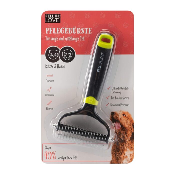 Щітка для собак з довгою шерстю FELL IN LOVE для видалення підшерстка | Щітка для підшерстка собак та котів | Щітка для видалення шерсті зеленого кольору