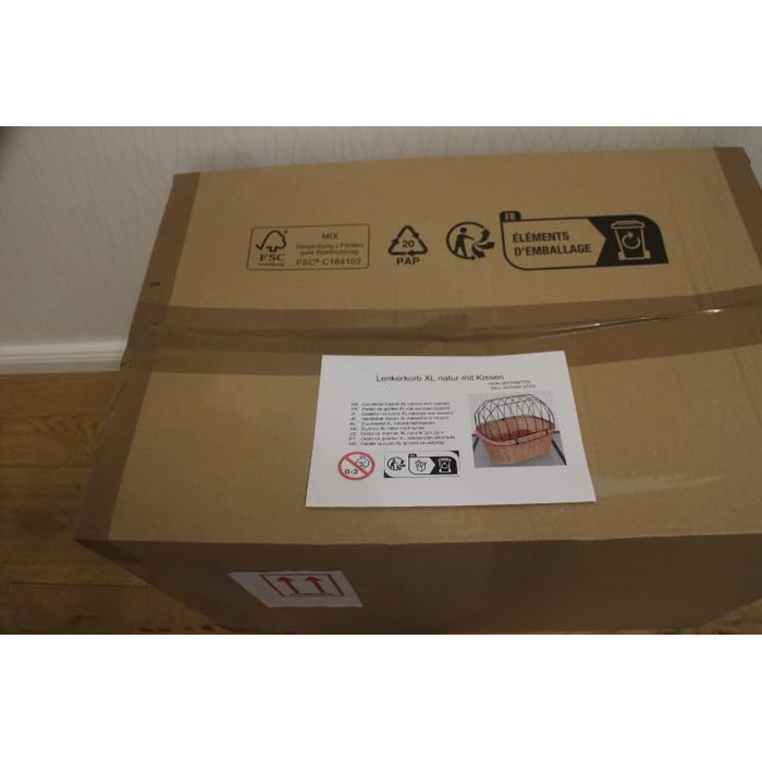 Кошик для велосипеда Marcus Hundefahrradkorb для руля з лози з металевою сіткою та подушкою XL або XXL, натуральний кошик для велосипеда (XL з подушкою)