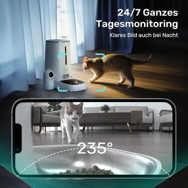 Автоматичний годівниця для котів та собак FUKUMARU з камерою 1080P, WiFi, сенсором рівня корму та нічним баченням