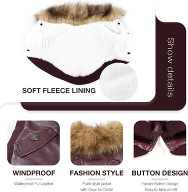 Шкіряна зимова куртка для собак Nasan Hundeantel, червона (XXL), водонепроникна