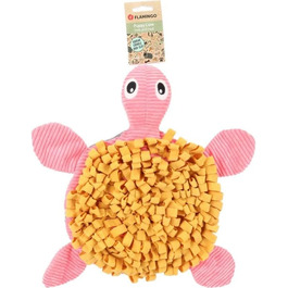 Килимок-іграшка для цуценят Flamingo Morgano Schildkröte: жовтий та бежевий, 38x39x6,5 см, з антиковзаючою основою, пищалкою та шурхотом, для наповнення ласощами